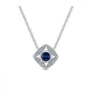 14k White Gold Diamond And Sapphire Fashion Necklace NK4473W45SB