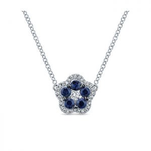 14k White Gold Diamond And Sapphire Fashion Necklace NK4734W45SA