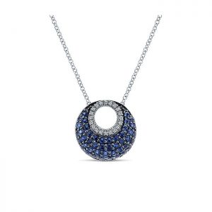 14k White Gold Diamond And Sapphire Fashion Necklace NK4837W45SA