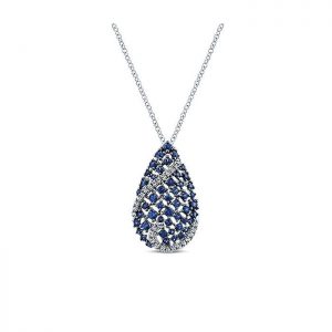 14k White Gold Diamond And Sapphire Fashion Necklace NK4860W45SA