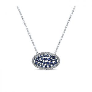 14k White Gold Diamond And Sapphire Fashion Necklace NK4861W45SA
