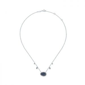 14k White Gold Diamond And Sapphire Fashion Necklace NK4946W45SB