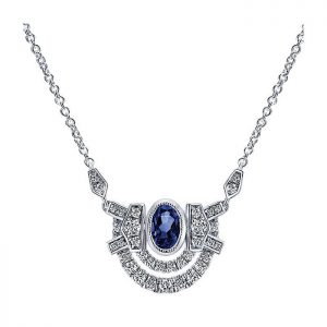 14k White Gold Diamond And Sapphire Fashion Necklace NK4973W45SA