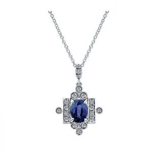 14k White Gold Diamond And Sapphire Fashion Necklace NK5045W45SA