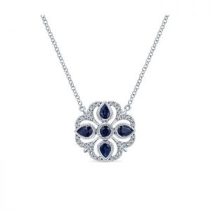 14k White Gold Diamond And Sapphire Fashion Necklace NK5209W45SB