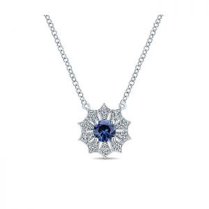 14k White Gold Diamond And Sapphire Fashion Necklace NK5295W45SA