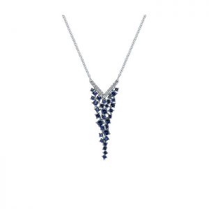 14k White Gold Diamond And Sapphire Fashion Necklace NK5329W45SA