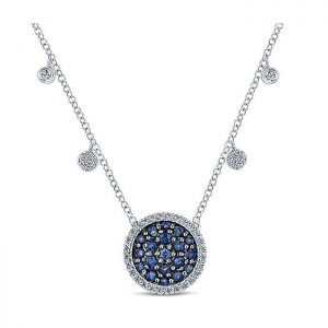 14k White Gold Diamond And Sapphire Fashion Necklace NK5331W45SA