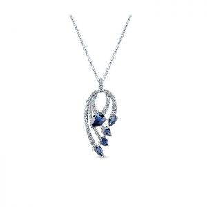 14k White Gold Diamond And Sapphire Fashion Necklace NK5338W45SA