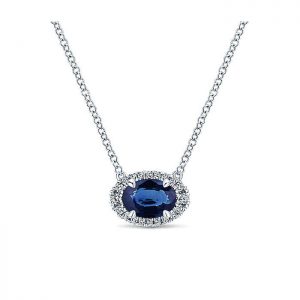 14k White Gold Diamond And Sapphire Fashion Necklace NK5385W45SA