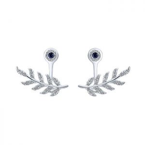 14k White Gold Diamond And Sapphire Peek A Boo Earrings EG13030W45SA