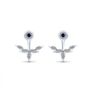 14k White Gold Diamond And Sapphire Peek A Boo Earrings EG13054W45SA