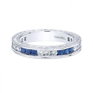 14k White Gold Diamond And Sapphire Stackable Ladies' Ring LR3095W44SA