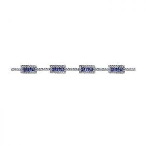 14k White Gold Diamond And Sapphire Tennis Bracelet TB2190W45SA