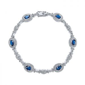 14k White Gold Diamond And Sapphire Tennis Bracelet TB2521W44SA