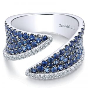 14k White Gold Lusso Color Wide Band Ladies' Ring LR51132W45SA