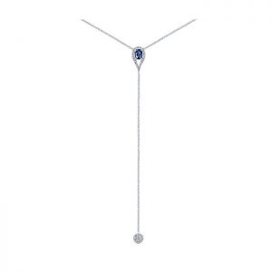 14k White Gold Diamond And Sapphire Y Knots Necklace NK5398W45SA