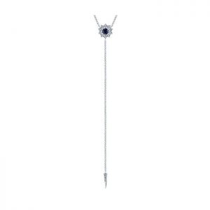 14k White Gold Diamond And Sapphire Y Knots Necklace NK5400W45SA