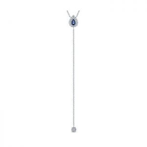14k White Gold Diamond And Sapphire Y Knots Necklace NK5401W45SA
