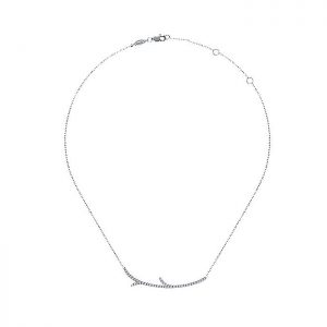 14k White Gold Diamond Bar Necklace NK4398W45JJ