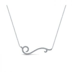 14k White Gold Diamond Bar Necklace NK4399W45JJ