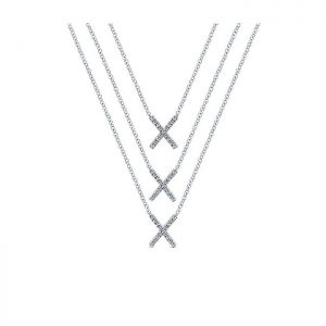 14k White Gold Diamond Bar Necklace NK5081W45JJ