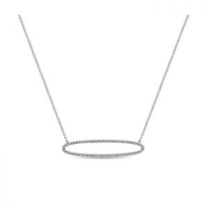 14k White Gold Diamond Bar Necklace NK5318W45JJ