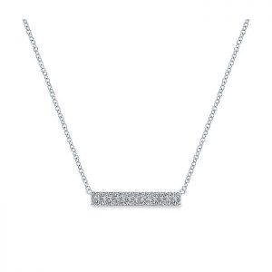 14k White Gold Diamond Bar Necklace NK5320W45JJ