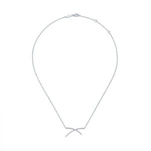 14k White Gold Diamond Bar Necklace NK5324W45JJ