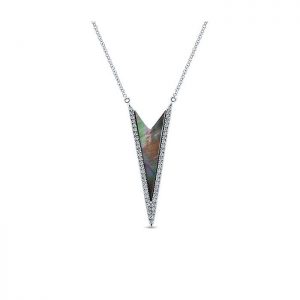 14k White Gold Diamond Black Mother Of Pearl Fashion Necklace NK4729W45BM