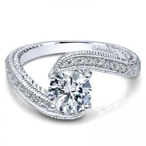 14k White Gold Diamond Bypass Engagement Ring ER10126W44JJ