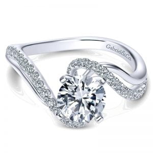 14k White Gold Diamond Bypass Engagement Ring ER6972W44JJ