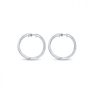 14k White Gold Diamond Classic Hoop Earrings EG10198W45JJ