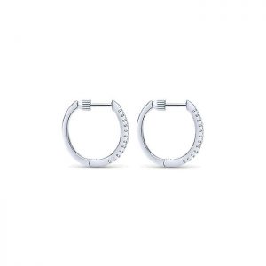 14k White Gold Diamond Classic Hoop Earrings EG10234W45JJ