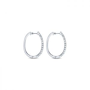 14k White Gold Diamond Classic Hoop Earrings EG10239W45JJ