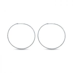 14k White Gold Diamond Classic Hoop Earrings EG10347W45JJ