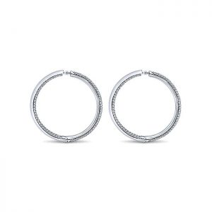 14k White Gold Diamond Classic Hoop Earrings EG10354W44JJ