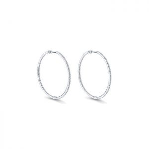14k White Gold Diamond Classic Hoop Earrings EG10395W45JJ
