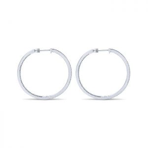 14k White Gold Diamond Classic Hoop Earrings EG10406W45JJ
