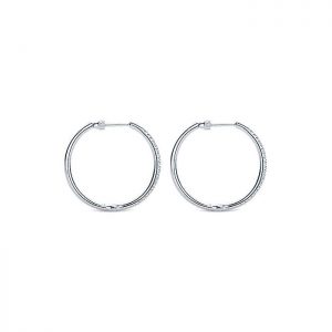 14k White Gold Diamond Classic Hoop Earrings EG11020W44JJ