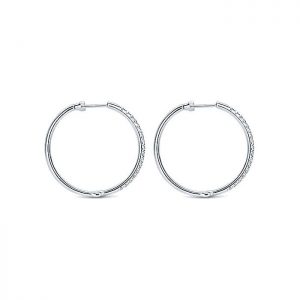 14k White Gold Diamond Classic Hoop Earrings EG11027W44JJ