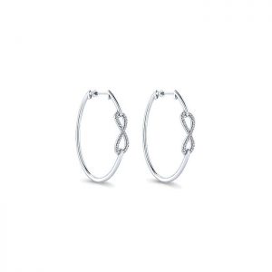 14k White Gold Diamond Classic Hoop Earrings EG12899W45JJ