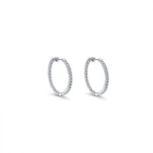 14k White Gold Diamond Classic Hoop Earrings EG697W45JJ