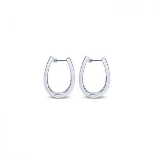 14k White Gold Diamond Classic Hoop Earrings EG9194W45JJ