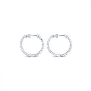14k White Gold Diamond Classic Hoop Earrings EG9923W45JJ