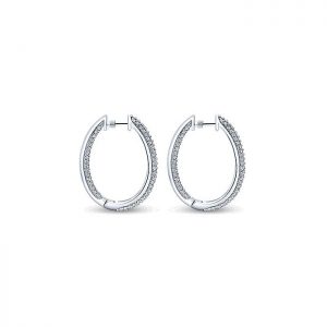 14k White Gold Diamond Classic Hoop Earrings EG9943W45JJ
