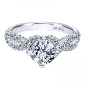 14K White Gold Diamond Criss Cross 14K White Gold Engagement Ring ER10197W44Jj