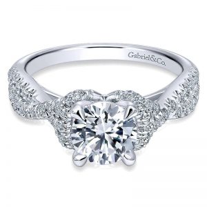 14K White Gold Diamond Criss Cross 14K White Gold Engagement Ring ER10753W44Jj