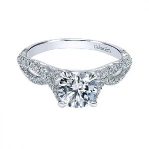 14K White Gold Diamond Criss Cross 14K White Gold Engagement Ring ER12003R4W44Jj
