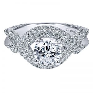 14K White Gold Diamond Criss Cross 14K White Gold Engagement Ring ER12004R4W44Jj